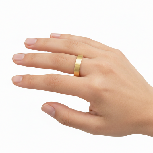 14K Yellow Gold Flat Wedding Band 3.9mm Size: 7