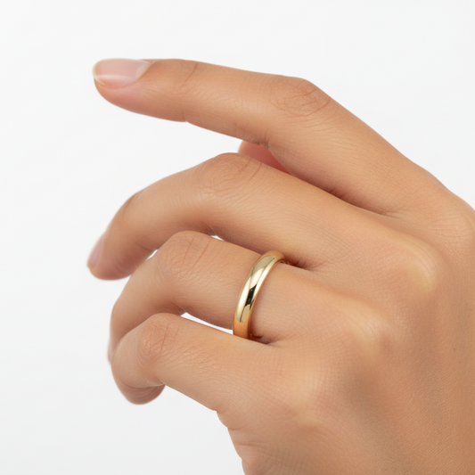 14K Yellow Gold Half Round Ring-3mm