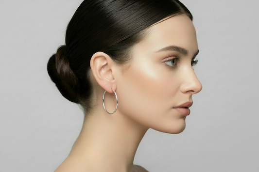 Silver High Polished Hoop Earrings-40mm