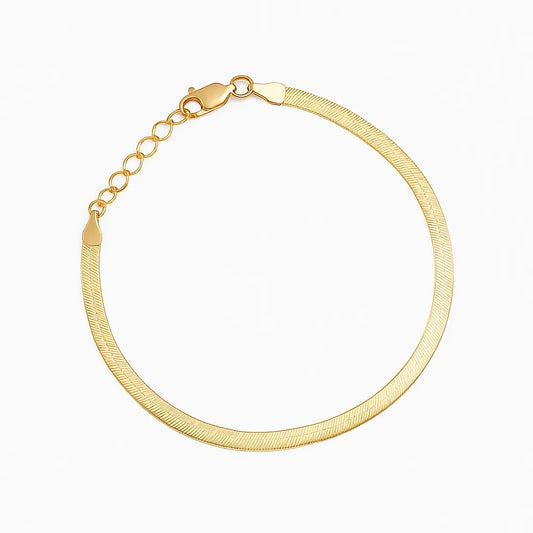 Yellow Gold Herringbone bracelet, 10k , 7 Inches
