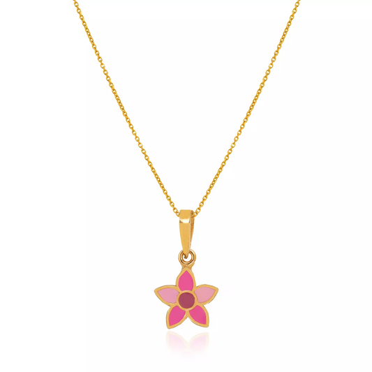Yellow Gold Flower pendent, colorful Enamel, 18k, 0.82gr, Chain is not Included.