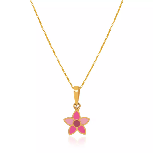 Yellow Gold Flower pendent, colorful Enamel, 18k, 0.93gr, Chain is not Included.