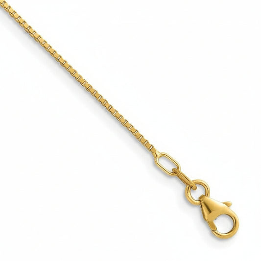 18K Yellow Gold 1.2mm Width Box Chain.