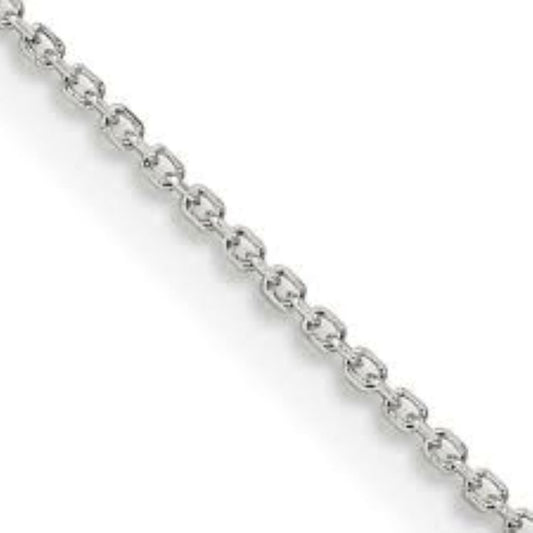 White Gold Cable Linked diamond cut Chain, 14k, 18Inches