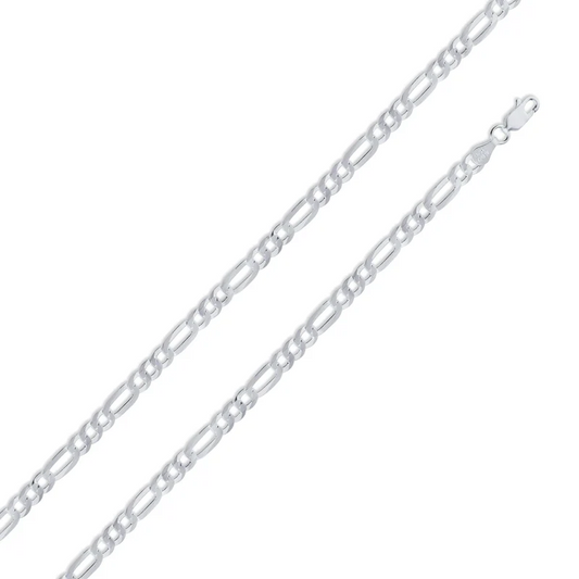 Sterling Silver Rhodium Plated figaro Chain, 20 Inches