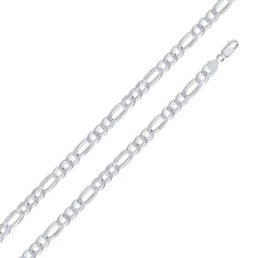 Sterling Silver 925 Figaro Bracelet, 7 Inches, 4.9mm