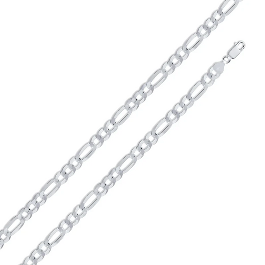Sterling Silver , Rhodium Plated Figaro Chain, 22 Inches