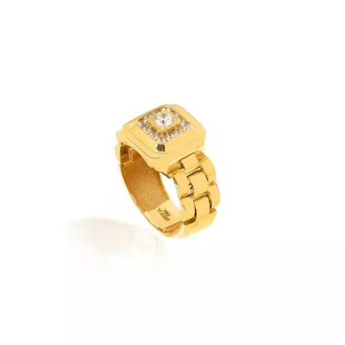 Yellow Gold Rolex Style CZ Ring. 18k 4.6gr