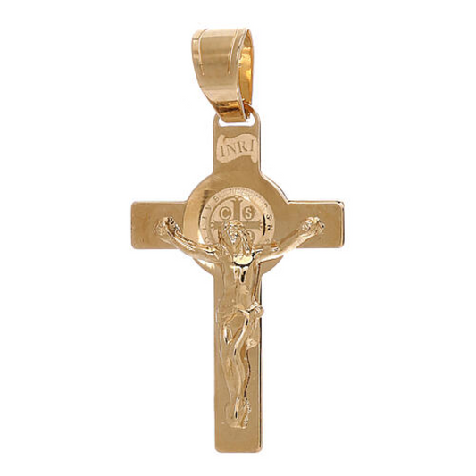 Yellow Gold Saint Benedict on cross, 18k, 2.57gr