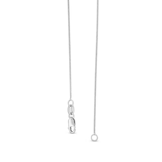White Gold thin Flat curb chain, 14k, 16 Inches