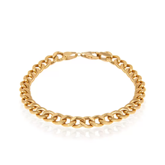 Yellow Gold Curb Links Bracelet. 8mm, 18k, 11.31gr