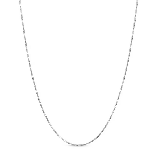 White Gold thin Flat curb chain, 14k, 16 Inches