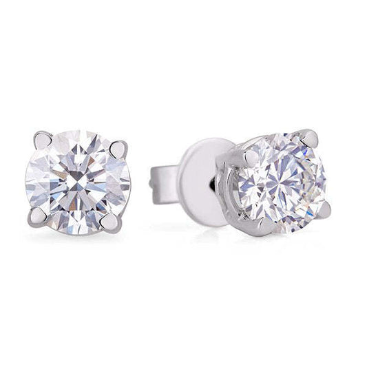 White Gold Solitaire Diamond Earrings. 14k, TDW: 0.60ct, VS H