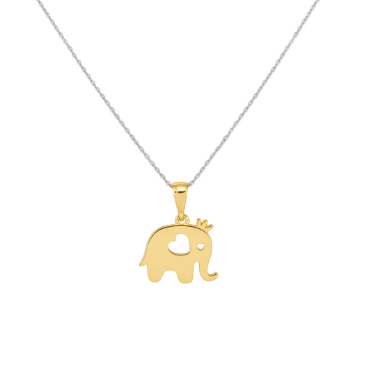 Yellow Gold Elephant Pendant setting with Cubic Zirconia, 14k