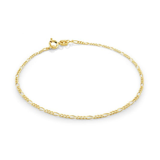 Yellow Gold Figaro Style Bracelet, 18k, 2.01gr, 8 Inches