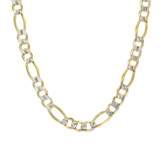 Yellow Gold Figaro Link Chain with Diamond cut, 14k, 22 Inches
