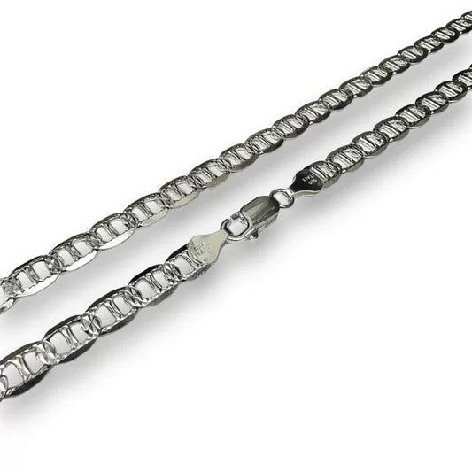 Sterling Silver 1 Sided Flat Marina 4mm - 22 Inches