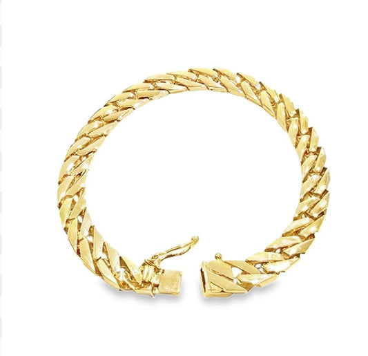Yellow Gold Flat Curb Bracelet, 18k, 18.13gr, 7 1/2 Inches