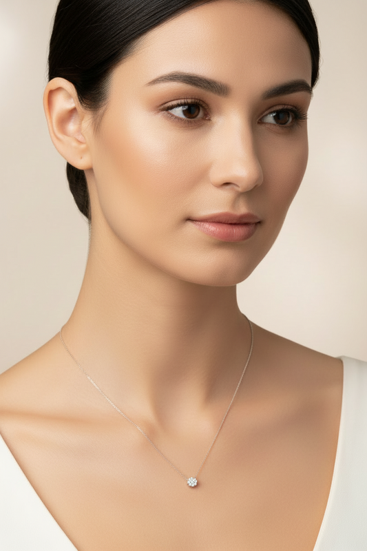 14K Gabriel & Co White Gold Petite Flower Diamond Necklace TDW:0.06ct – Resale