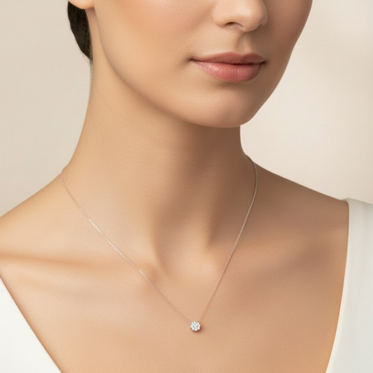 14K Gabriel & Co White Gold Petite Flower Diamond Necklace TDW:0.06ct – Resale
