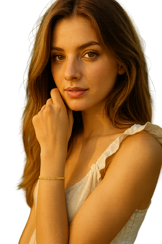 Yellow Gold Curb Chain Bracelet with Lobster Clasp, 18k 2.9 gr 7.5 inch