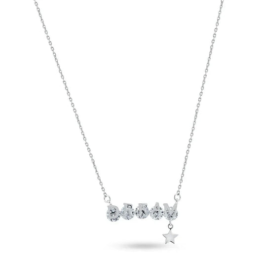 Rhodium Plated 925 Sterling Silver CZ Dream Necklace