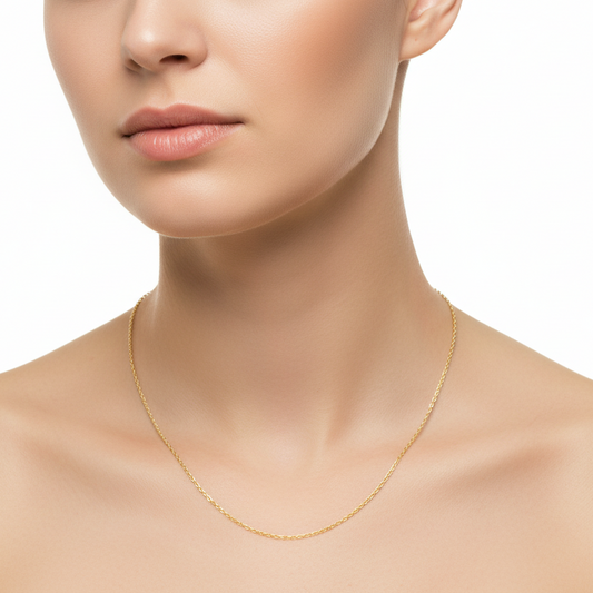 18K Yellow Gold Cable Link Chain 16" 1.9 gr