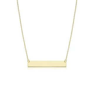 Yellow Gold Necklace with 20mm Bar, 14k