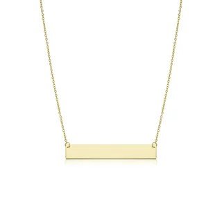 Yellow Gold Necklace with 20mm Bar, 14k