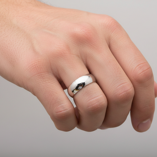 925 Sterling Silver Wide half Dome Ring