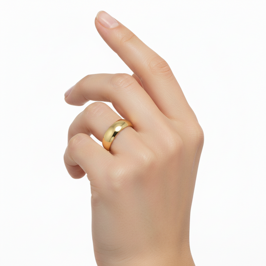 18K Yellow Gold Simple Half -Dome Band, 4.9mm
