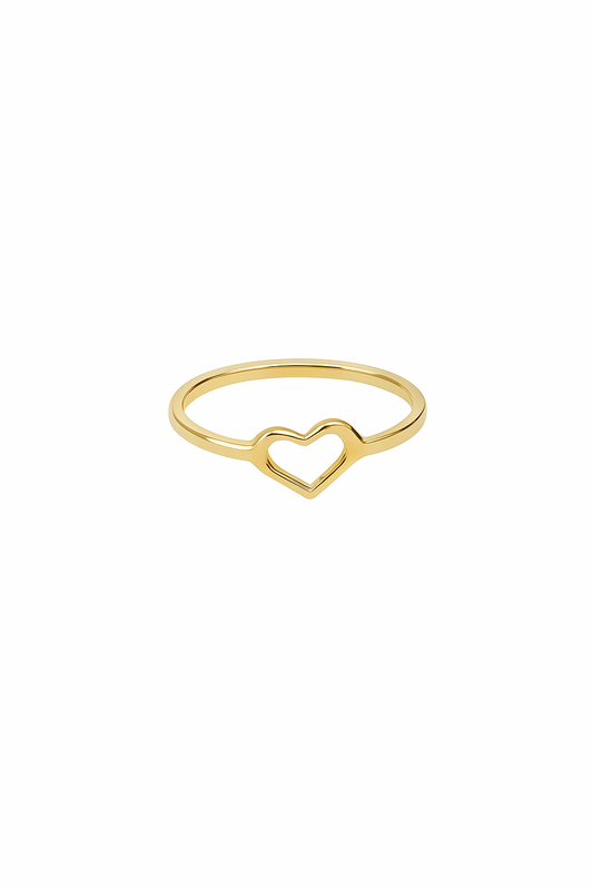 Yellow Gold Thin Band with Heart Setting, 18k, 1gr, size 5.5