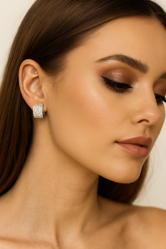 White Gold Diamond Huggies Earrings, 18k, TDW: 1.32ct