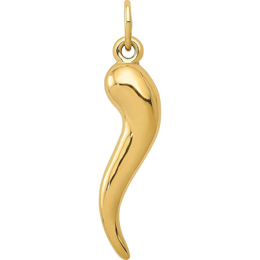 Yellow Gold Italian Horn Pendent, 18k
