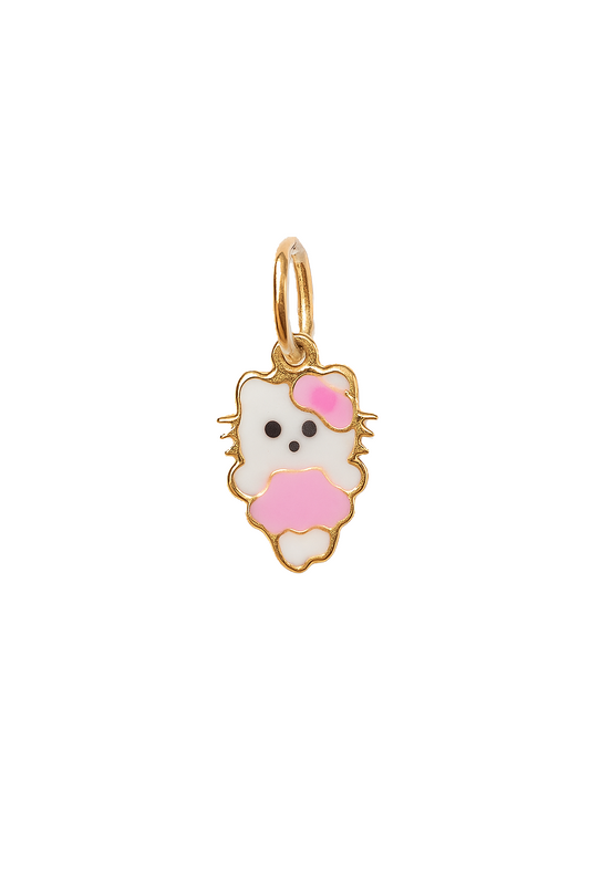 Yellow Gold Hello Kitty pendent, colorful Enamel, 18k, 0.45