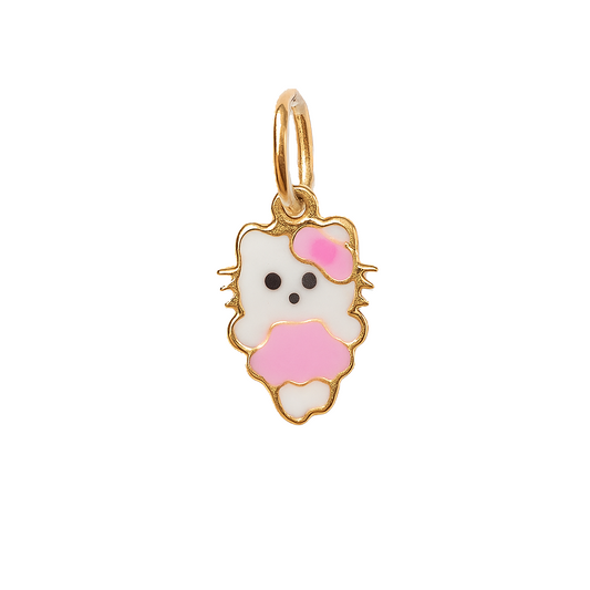 18K Yellow Gold Hello Kitty Kid's Colorful Enamel Pendent