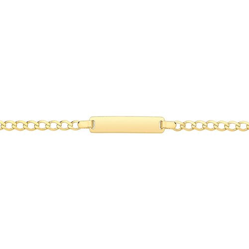 Yellow Gold Kids ID Bracelet, Curb Chain, 18k