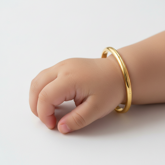 Kid's plain Yellow Gold Bangle, 14k