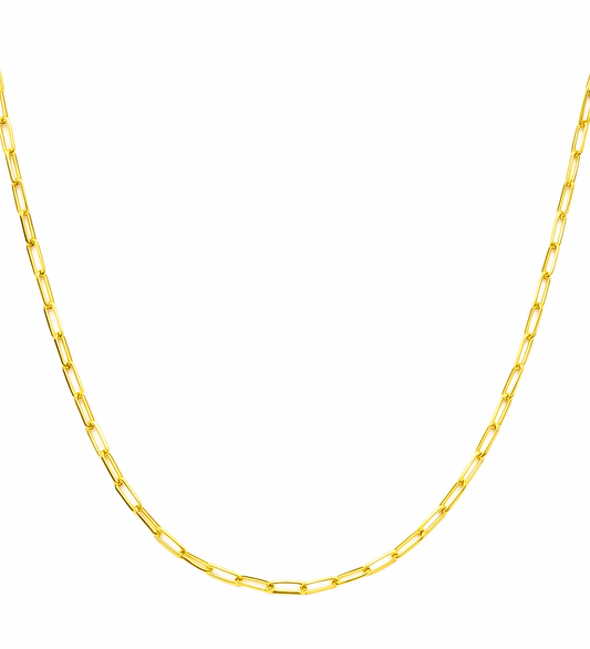 Yellow Gold Paperclip Chain Necklace. 18k, 4.25gr, 18"