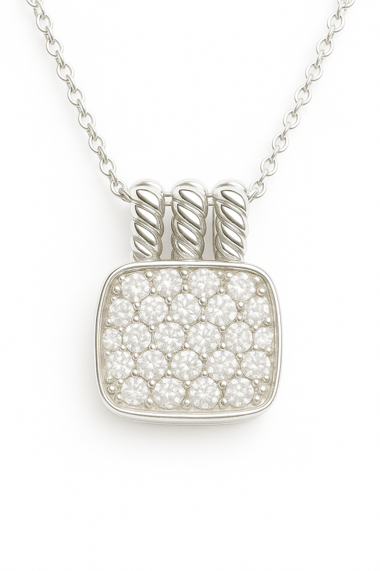 White Gold Pavé Diamond Pendant. 14k, TDW: .048ct VS-SI, GH