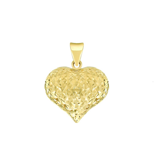 Yellow Gold Puffed Heart with diamond cut, 18k 2.34gr