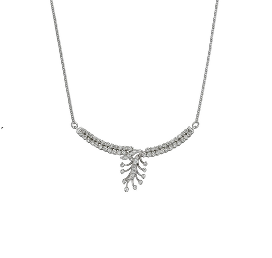 White Gold Classic Diamond Necklace. 14K, TDW: 0.82ct, SI, H