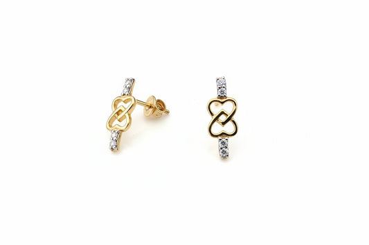 14K Two Tones Heart Earring Setting with Eight Diamonds on Top and Bottom TDW: 0.26ct VSGH