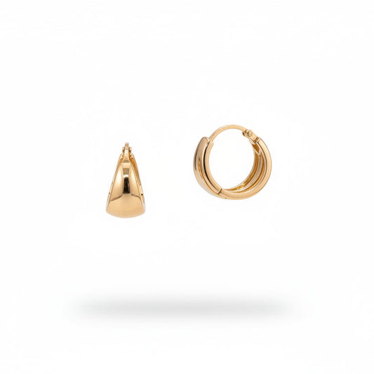 18K Yellow Gold Dome Huggie Hoops