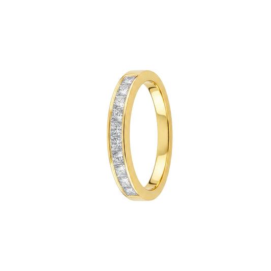 14K Yellow Gold Princess Cut Channel Setting Diamond Band Ring