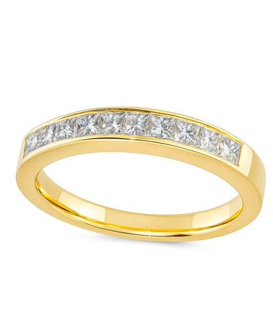 Yellow Gold Princess Cut Channel Setting Diamond Band. 14K, TDW: 0.33ct, VS, GH