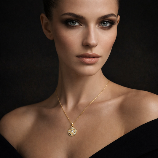14K EFFY Yellow Gold Diamond Milgrain Mandala Pendant Necklace. TDW: 0.25ct – Resale