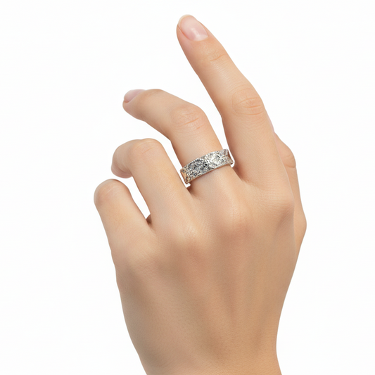 Sterling Silver Wide Pave CZ Band with Milgrain Detail