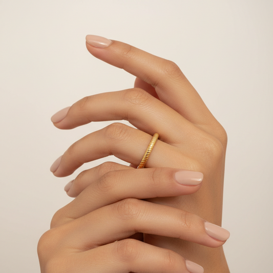 Yellow Gold Diamond Cut Ring 14k