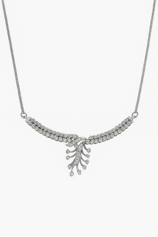 White Gold Classic Diamond Necklace. 14K, TDW: 0.82ct, SI, H